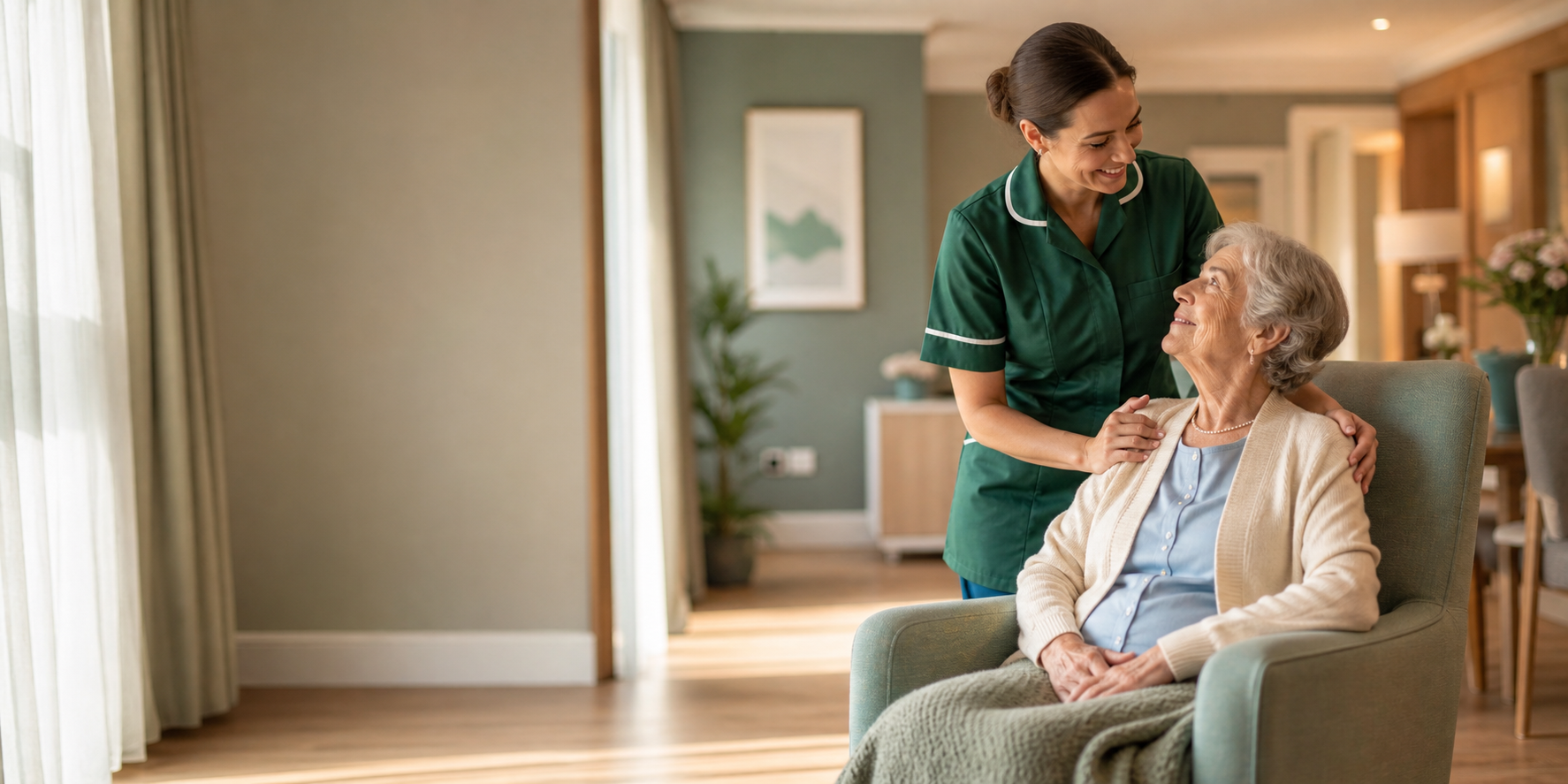 Care worker supporting an older client used on the registration page